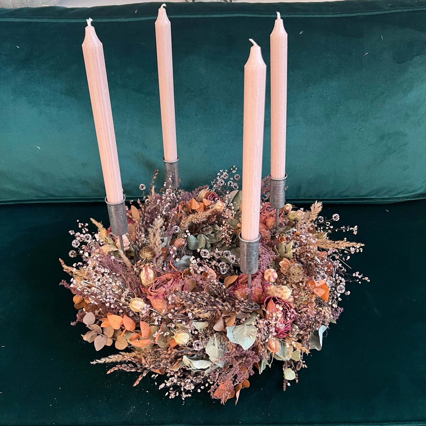 Adventskranz in Natur /Rost Farben