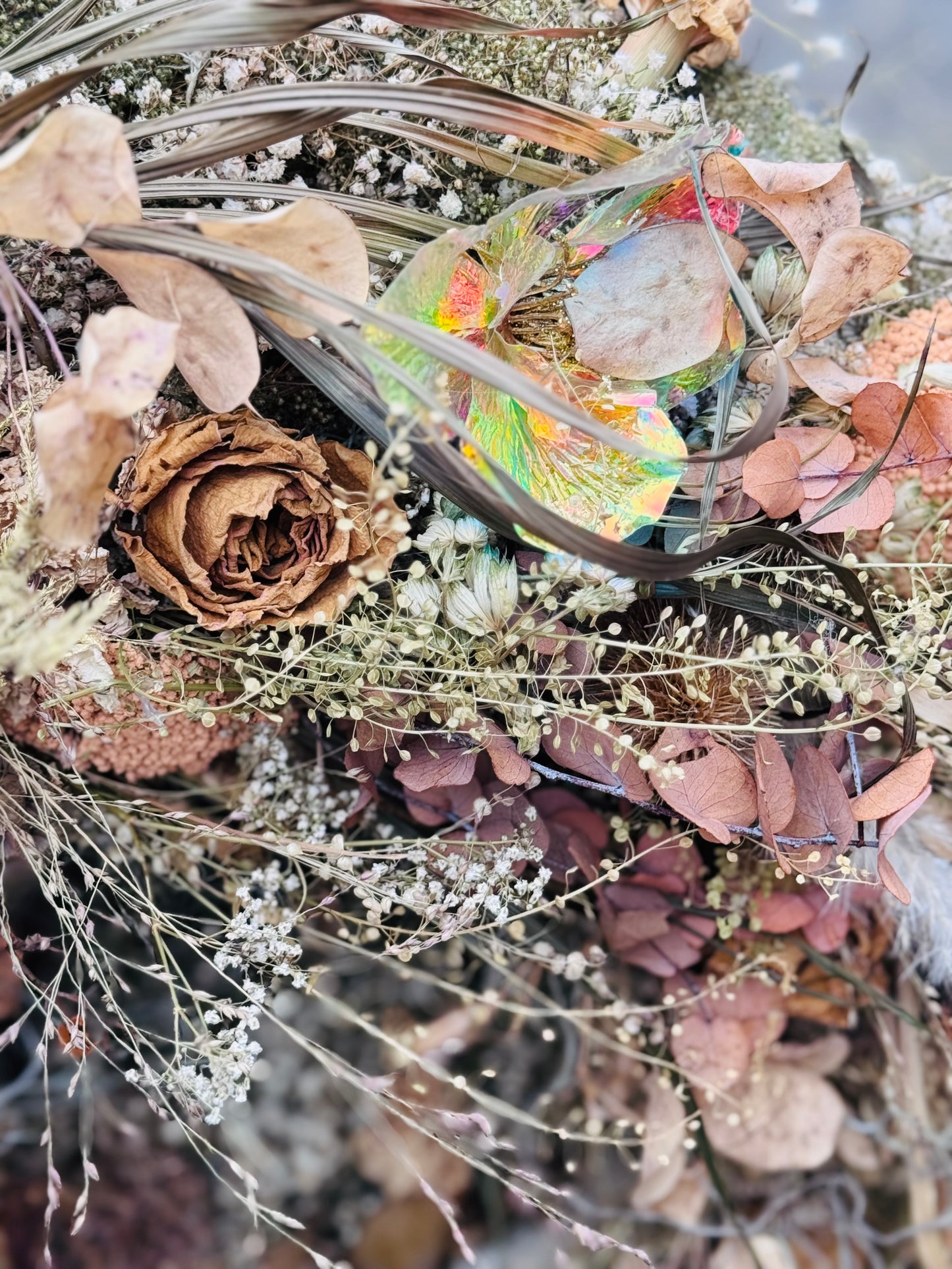 Trockenblumenkranz mit Schimmer Blüte